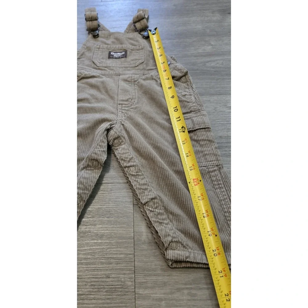 OshKosh B'gosh Vintage Brown Corduroy Vestbak Overalls Size 18M Cargo Bib